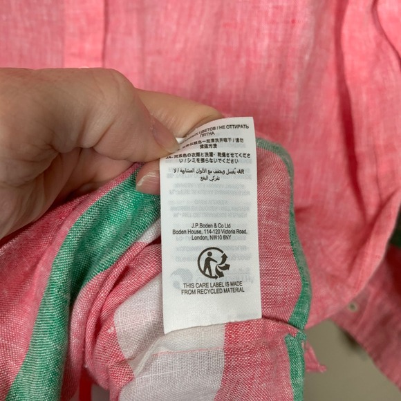 Boden 100% Linen Long Sleeve Button Down Tunic/Shirt Dress Size 12R Preppy - Picture 7 of 8